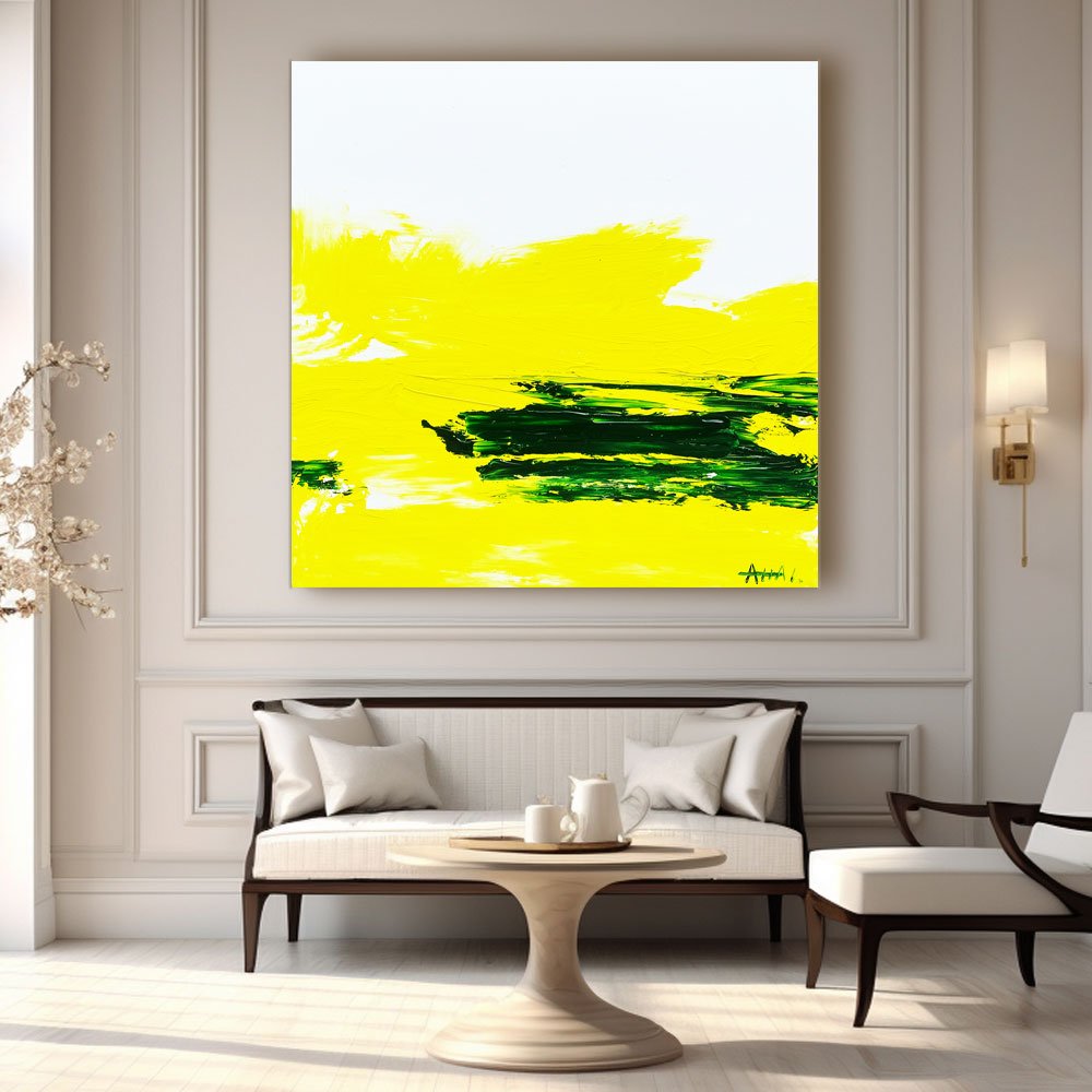 Abstract Painting "Solsken och Grönt”