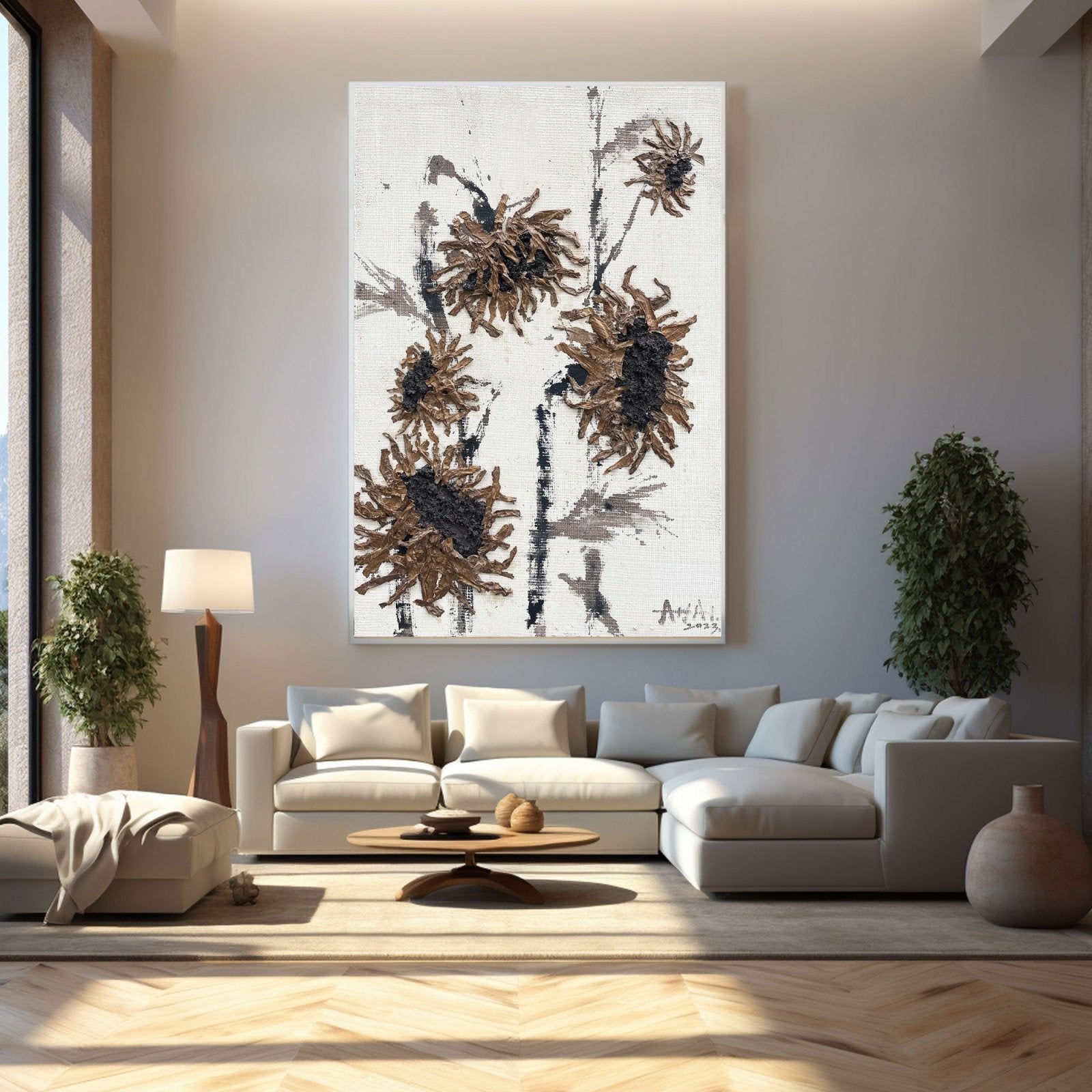 Abstract Painting "Zimowe Sloneczniki”