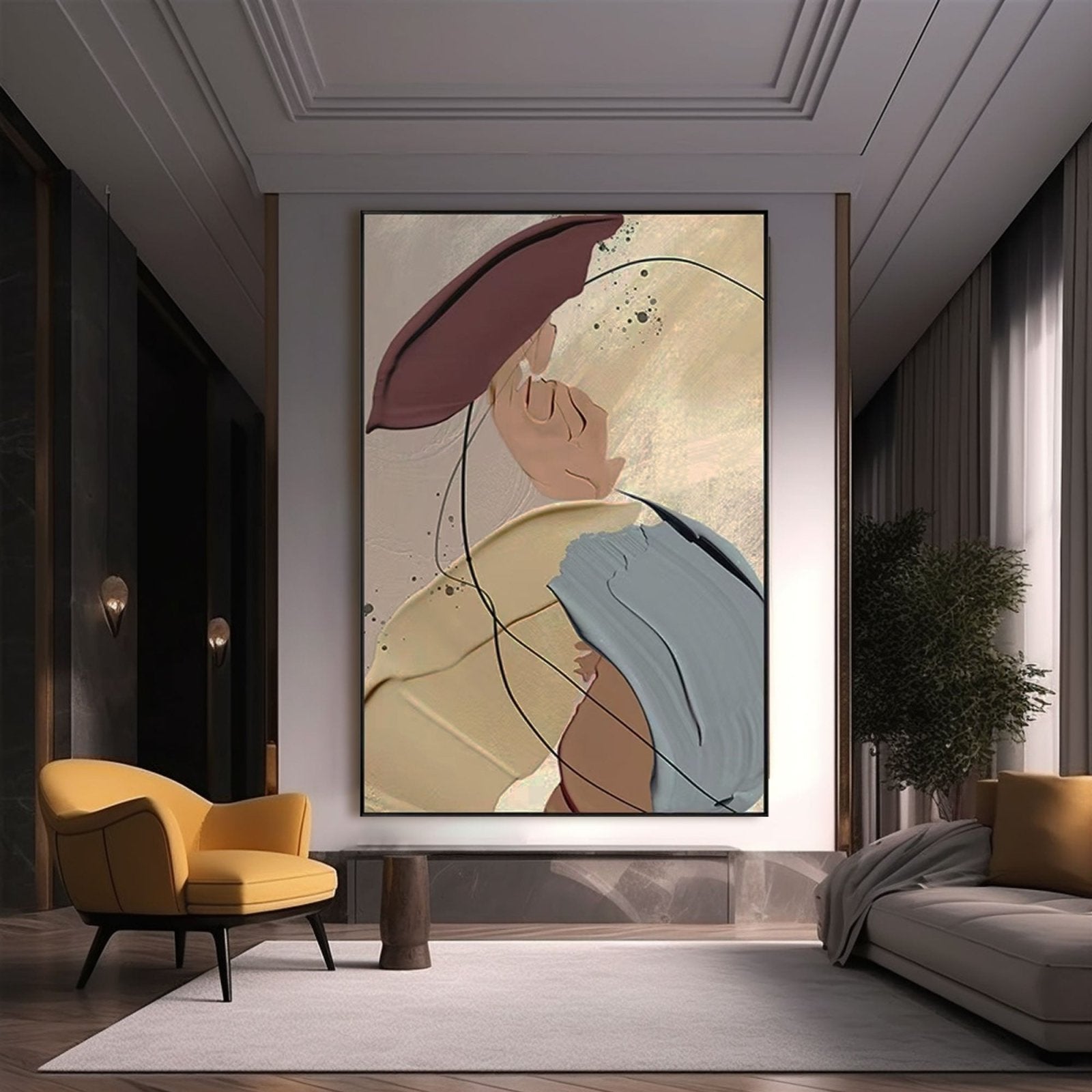 Abstract Plaster Painting "Chic Silhouette“