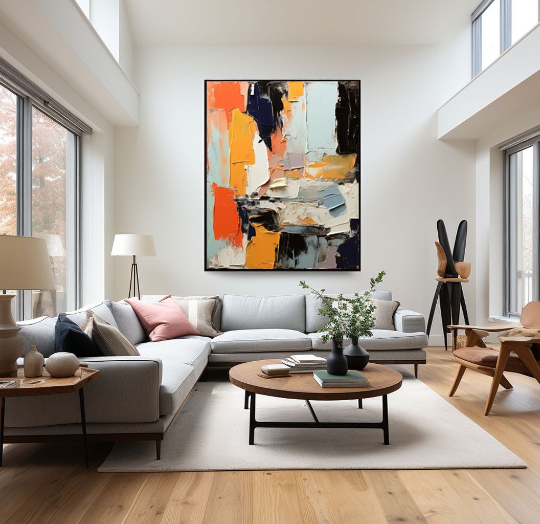 Abstract Plaster Painting "Vibrant Discord"
