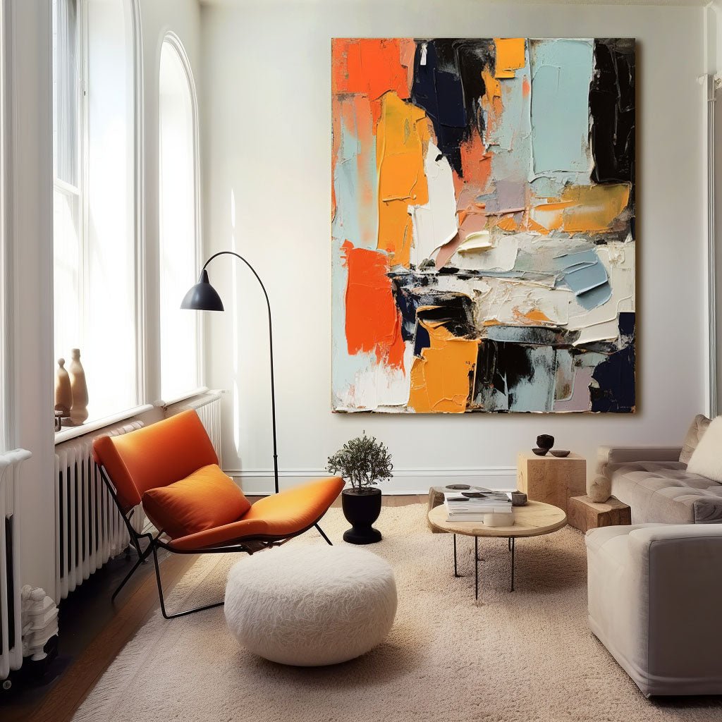 Abstract Plaster Painting "Vibrant Discord"