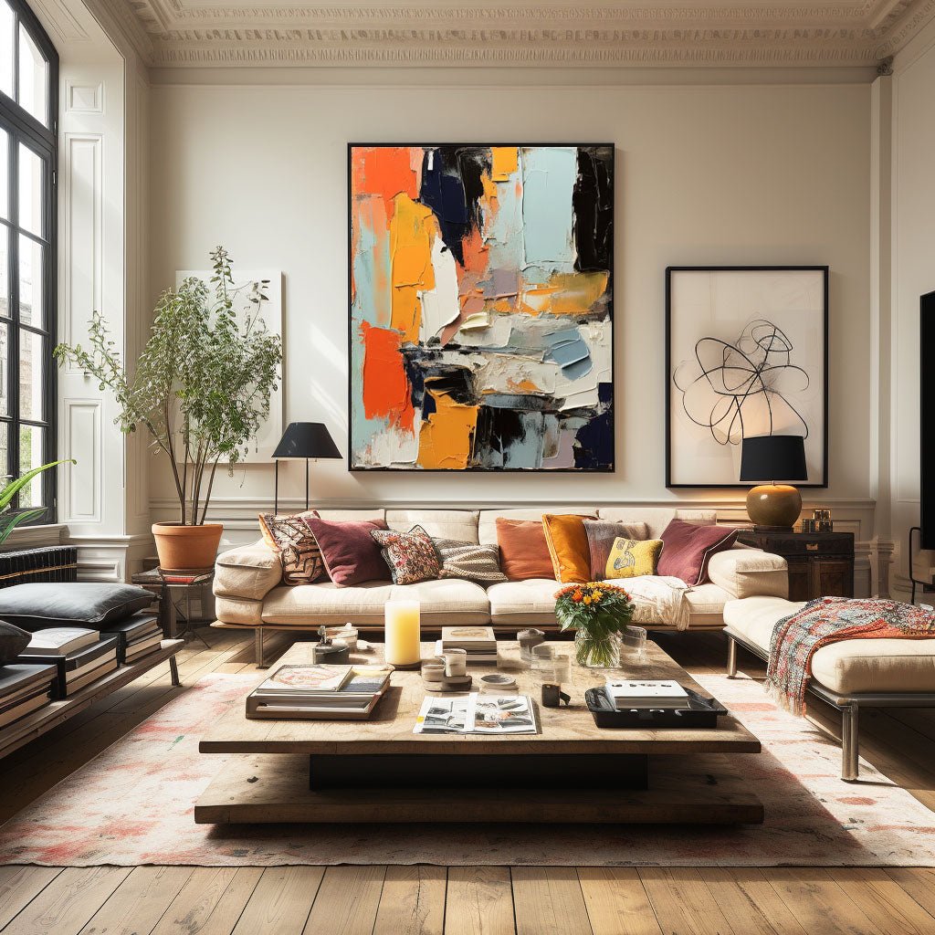 Abstract Plaster Painting "Vibrant Discord"