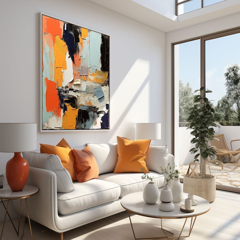 Abstract Plaster Painting "Vibrant Discord"
