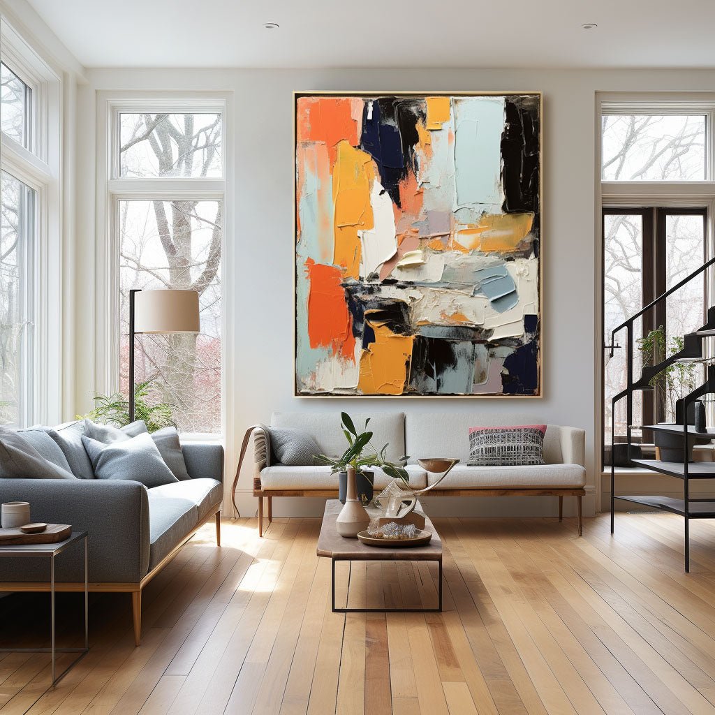 Abstract Plaster Painting "Vibrant Discord"