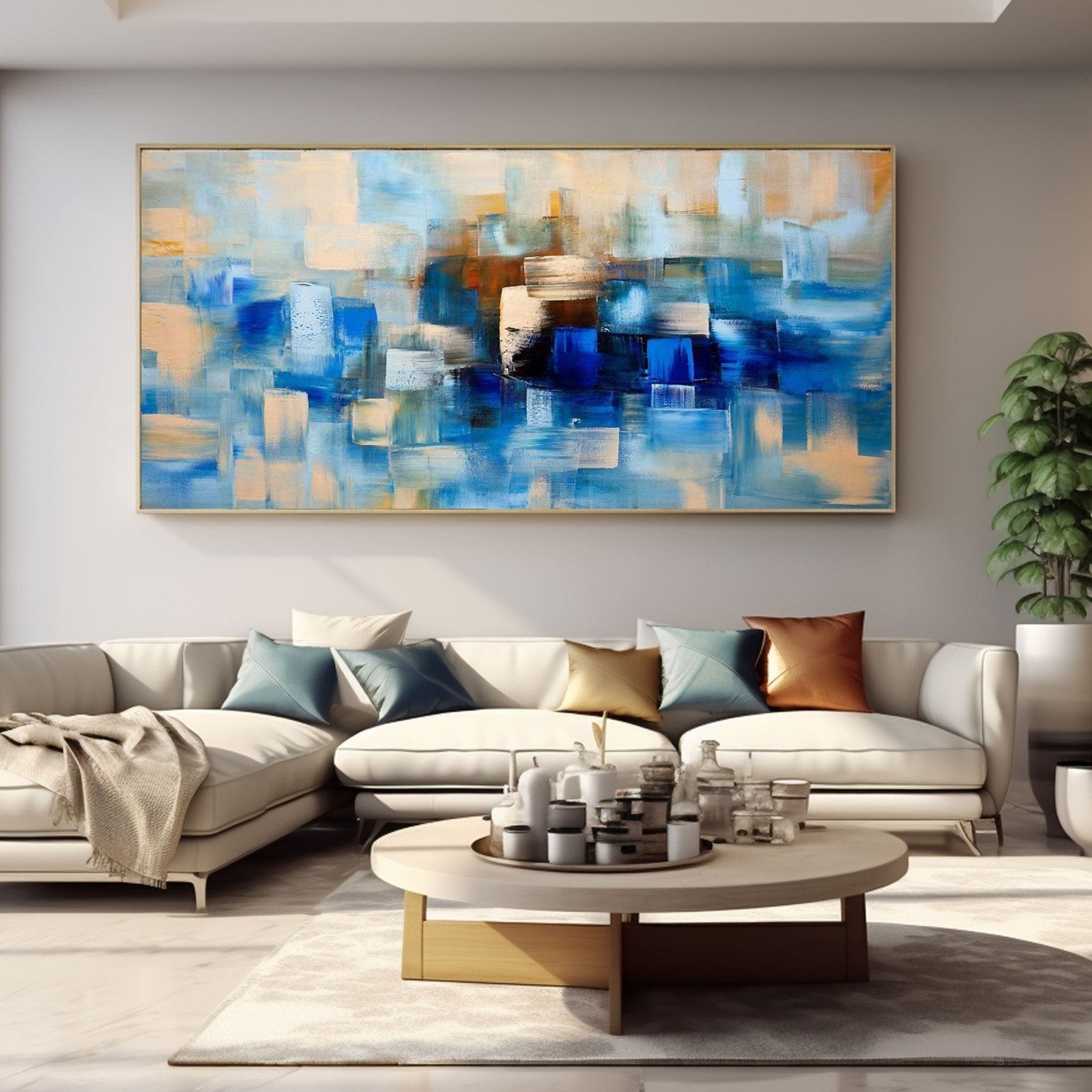 Abstract Plaster Wall Art  "Azure"