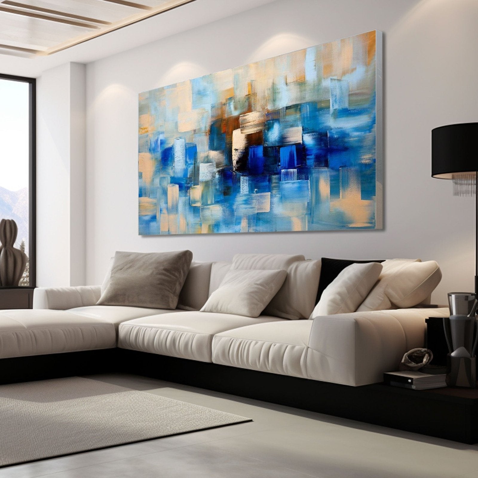 Abstract Plaster Wall Art  "Azure"