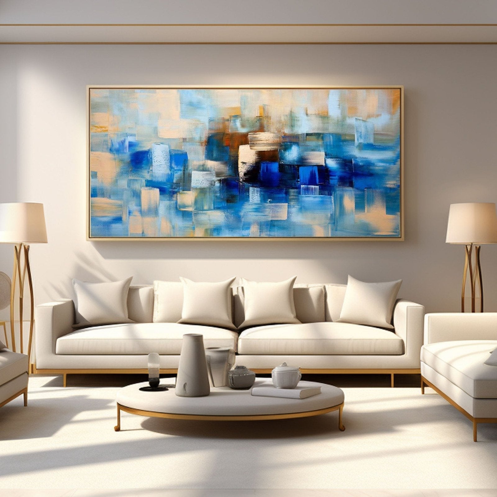 Abstract Plaster Wall Art  "Azure"
