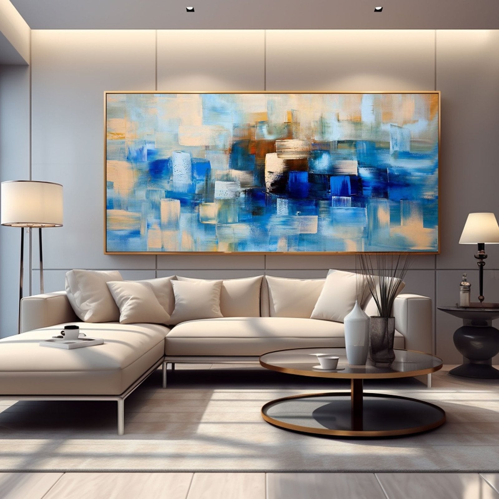 Abstract Plaster Wall Art  "Azure"