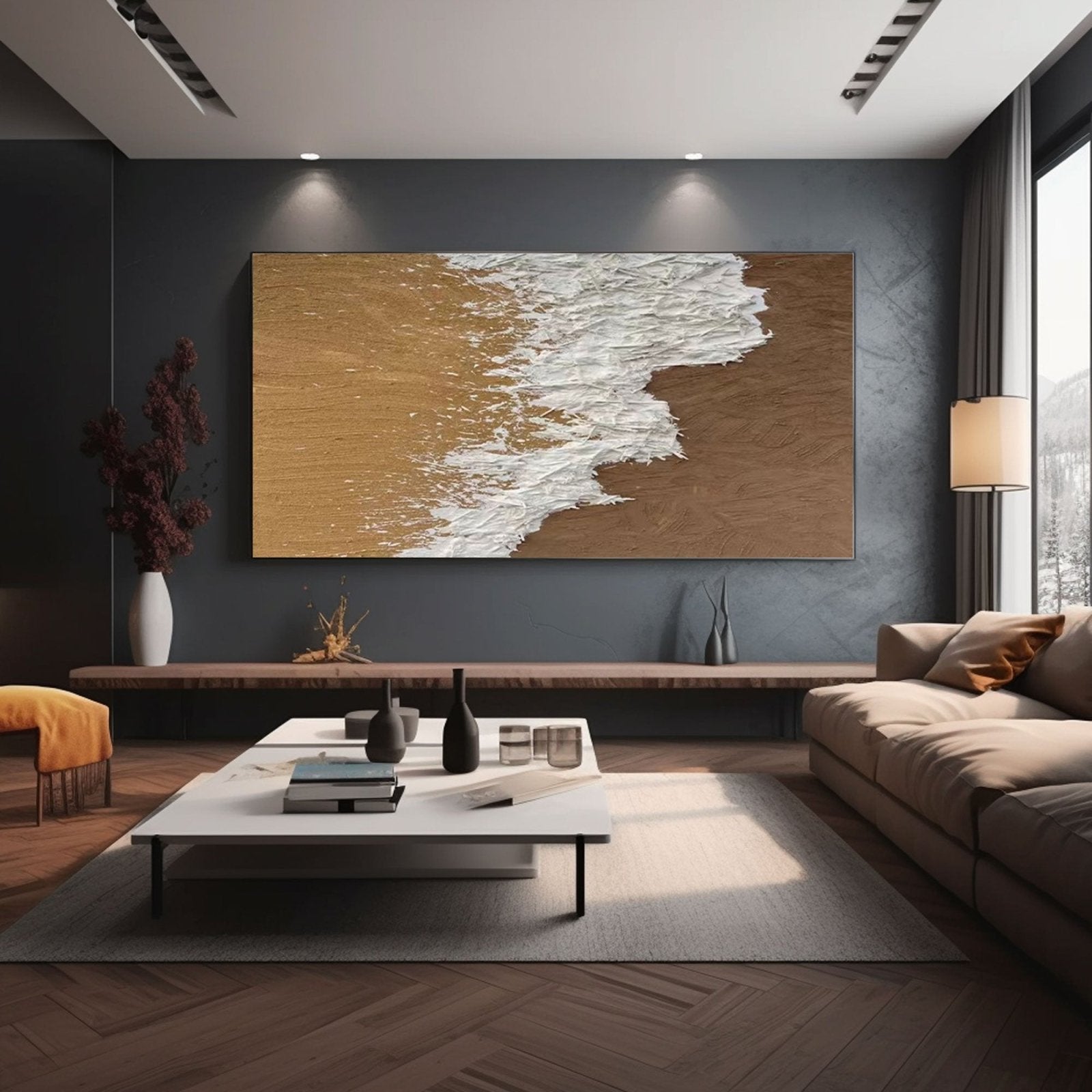 Abstract Plaster Wall Art  "Sandy Surge"