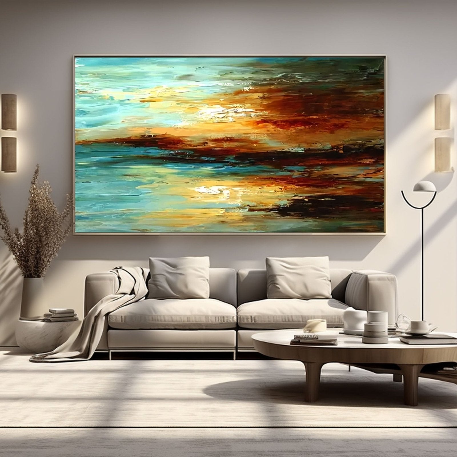 Abstract Plaster Wall Art "Sun-Kissed Horizon"