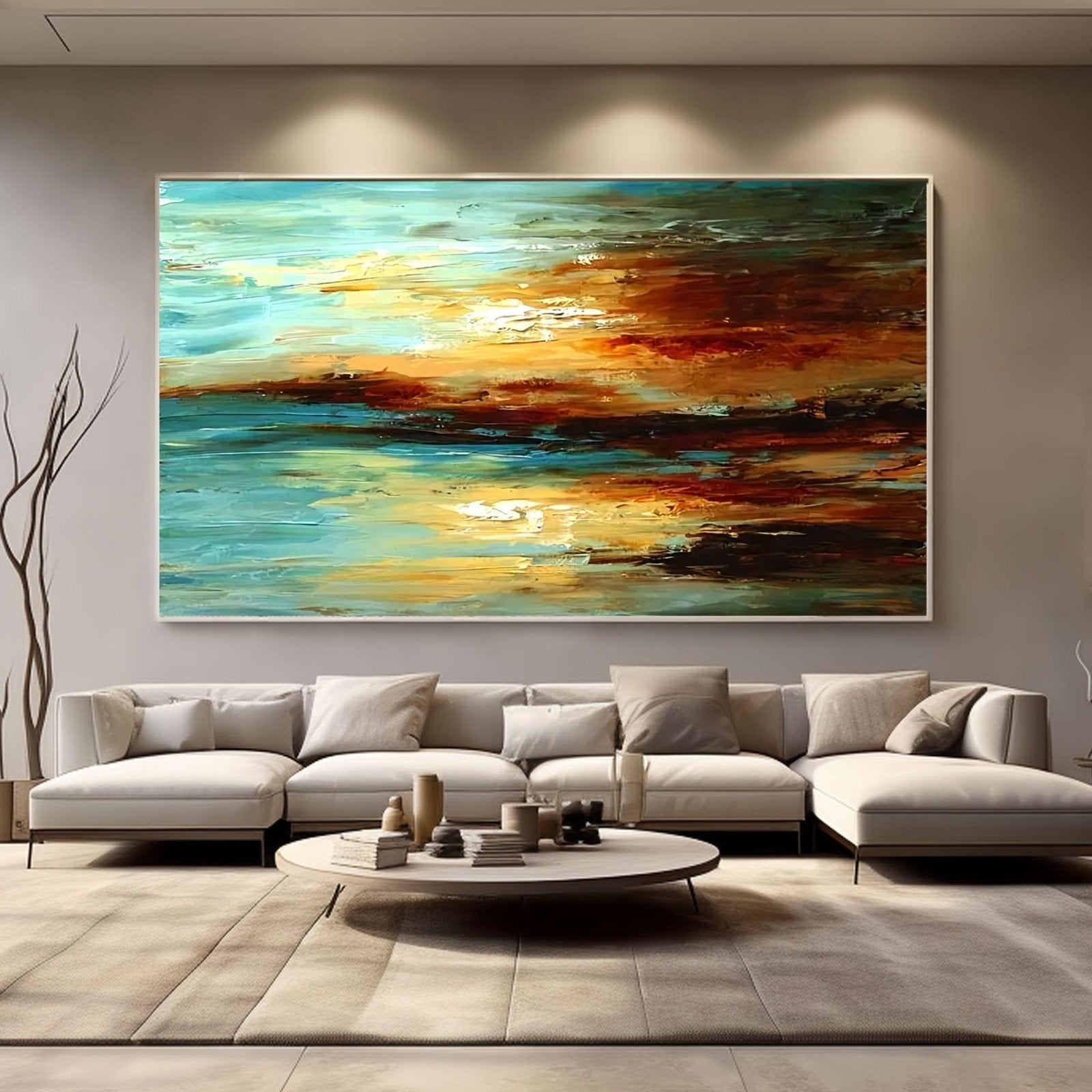 Abstract Plaster Wall Art "Sun-Kissed Horizon"