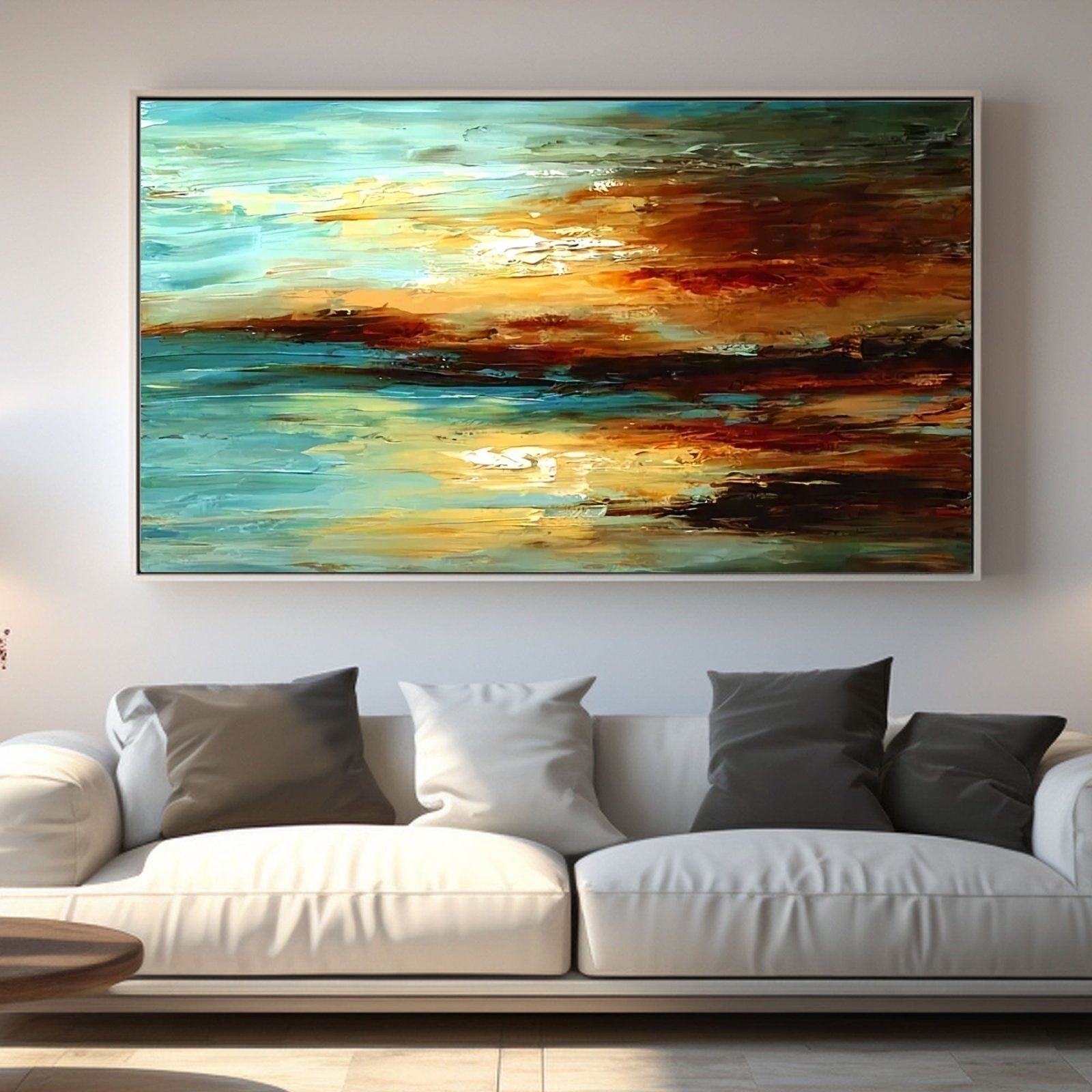 Abstract Plaster Wall Art "Sun-Kissed Horizon"