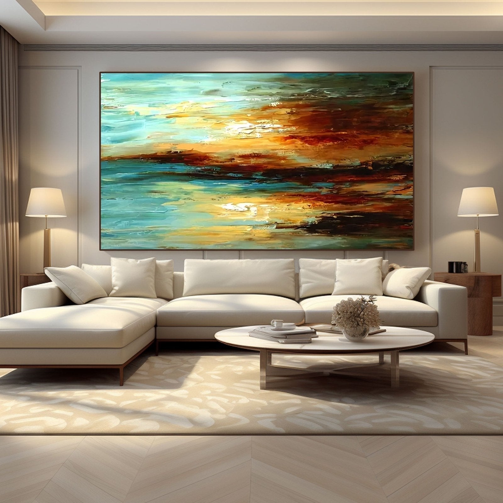 Abstract Plaster Wall Art "Sun-Kissed Horizon"