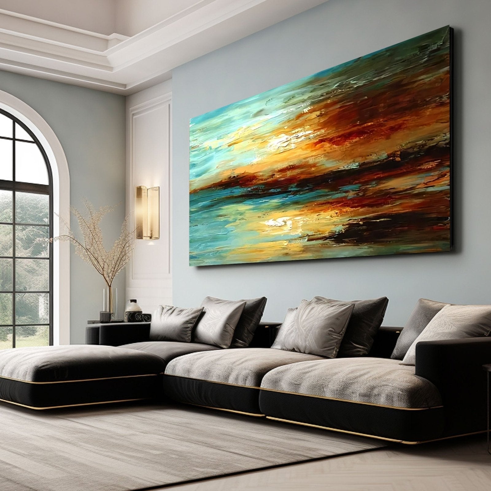 Abstract Plaster Wall Art "Sun-Kissed Horizon"