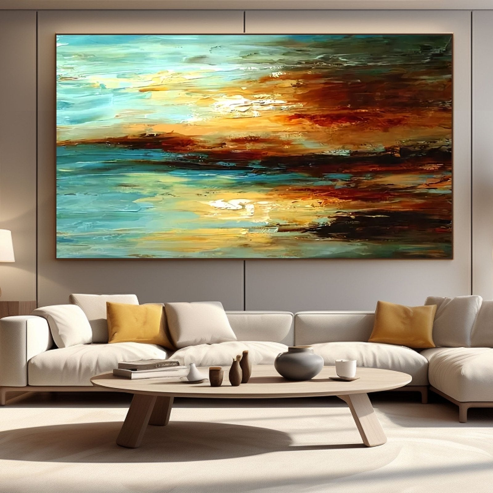 Abstract Plaster Wall Art "Sun-Kissed Horizon"