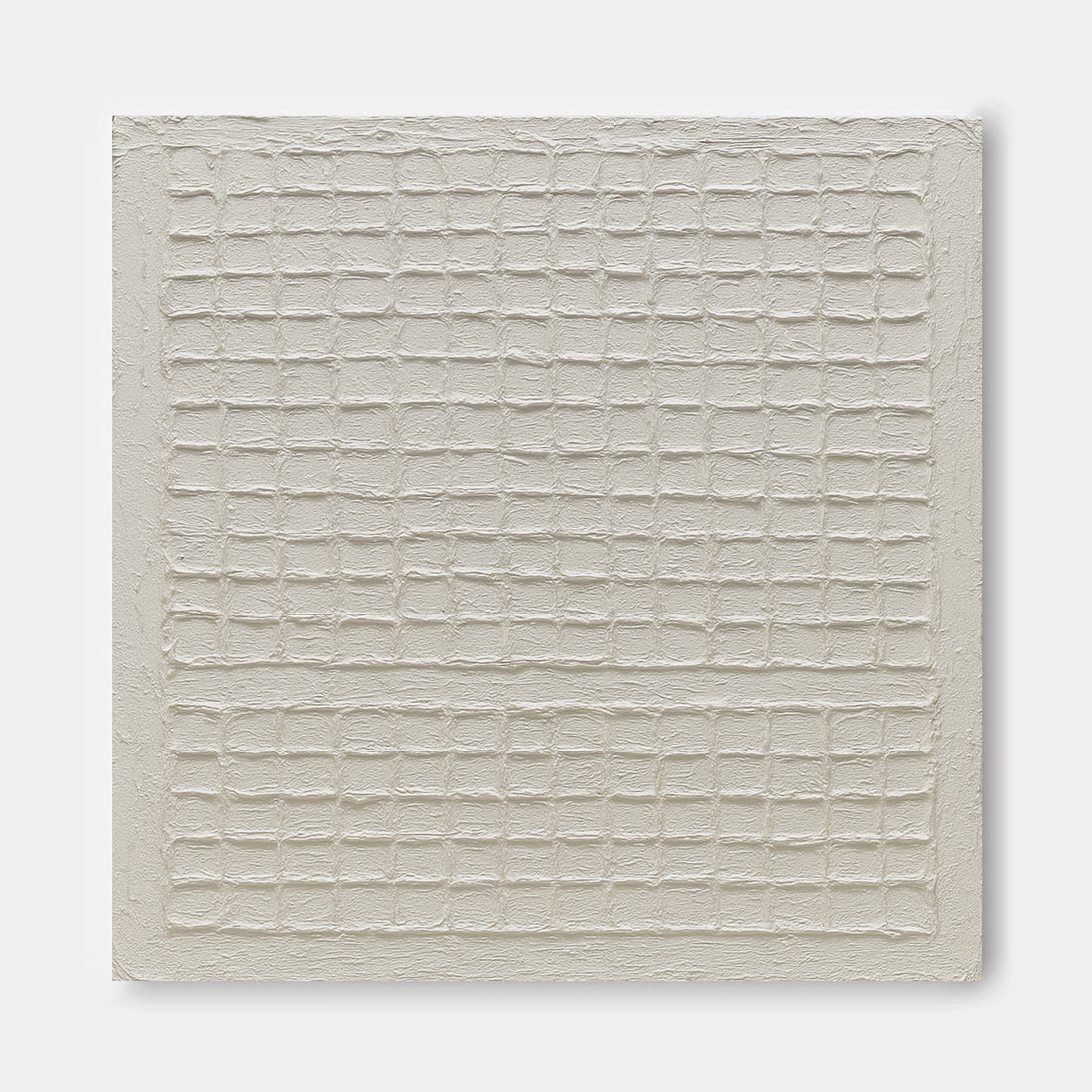 The image is a simple, minimalist artwork consisting of a grid-like pattern of white squares or rectangles.
