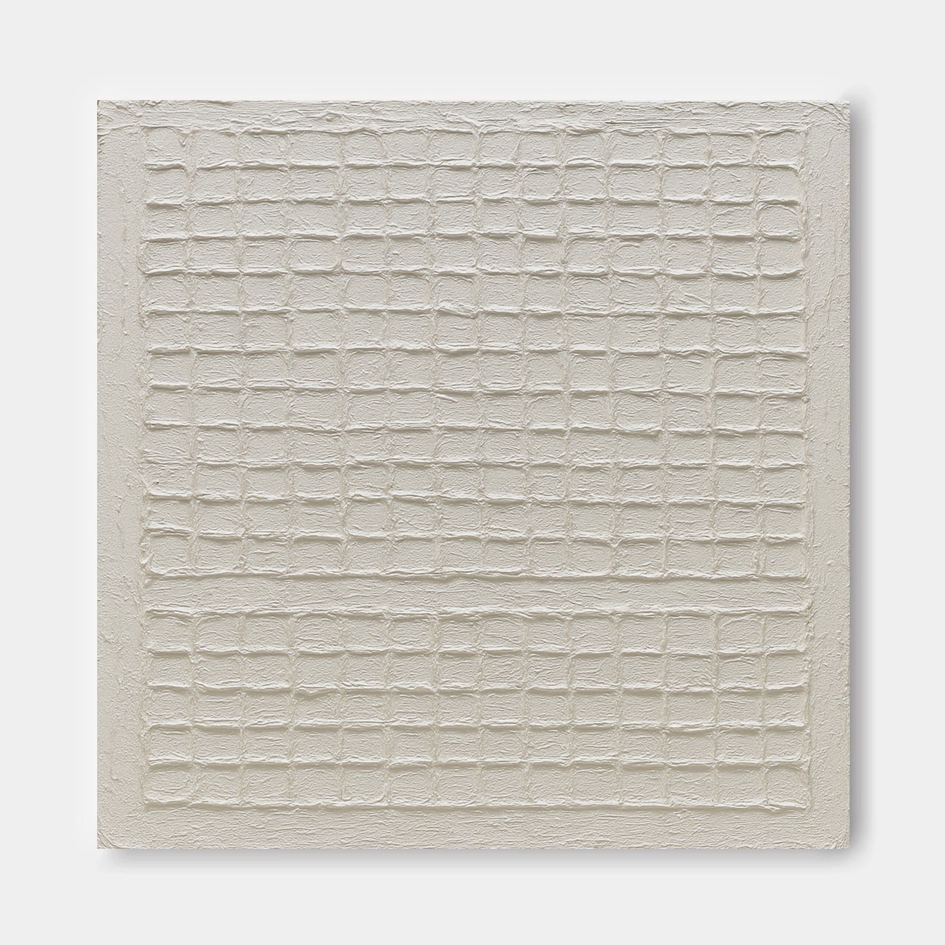 The image is a simple, minimalist artwork consisting of a grid-like pattern of white squares or rectangles.