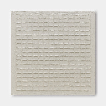 The image is a simple, minimalist artwork consisting of a grid-like pattern of white squares or rectangles.