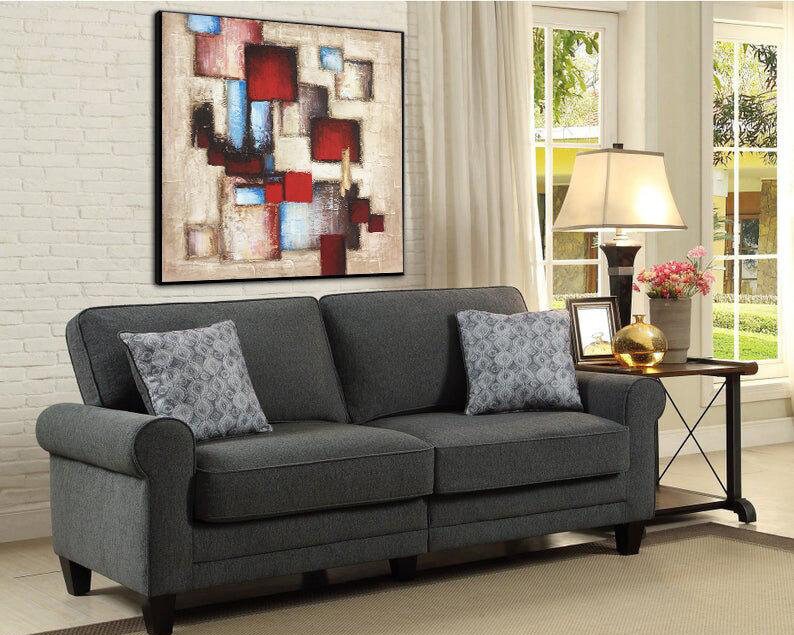 Abstract Beige Painting On Canvas, Acrylic Oil Painting, Contemporary Wall Art, Textured Fine Art Handmade Painting for Living Room Decor