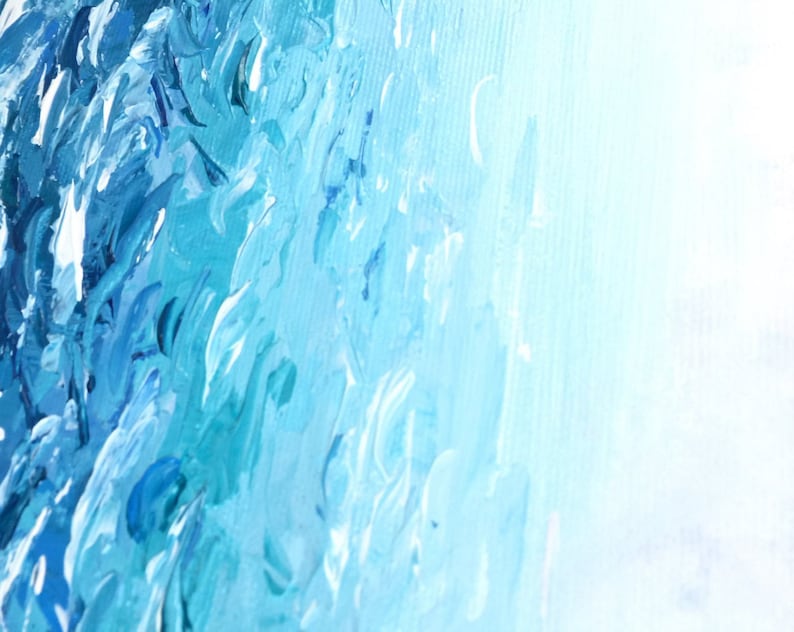 Serene Ocean Abstract Painting - Blue Textured Canvas Art, Handmade Coastal Wall Decor, Modern Sea-Inspired Artwork for Home or Office
