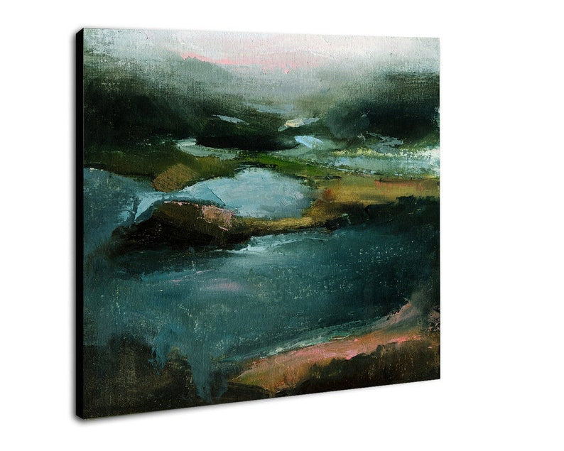 Original Green Landscape Artwork Abstract Oil Painting On Canvas Large Nature Textured Wall Hanging Decor for Living Room