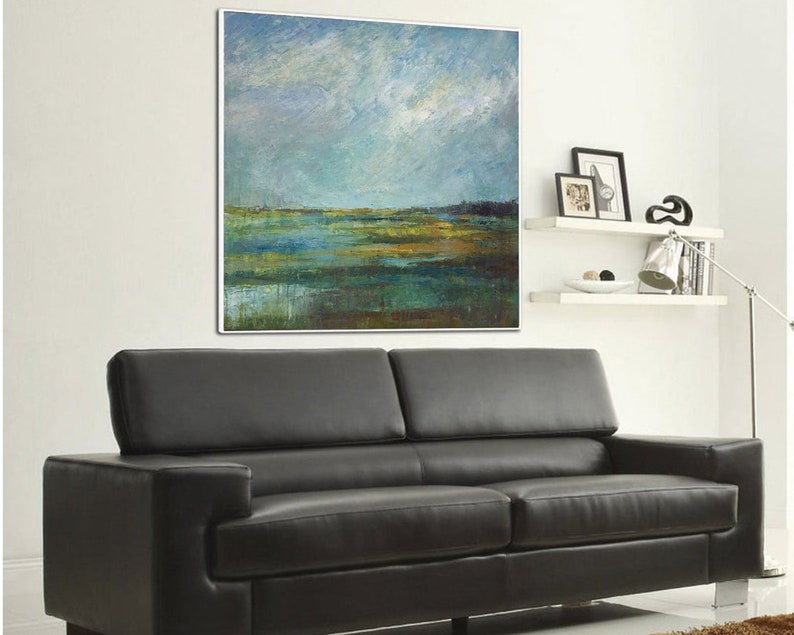 Abstract Nature Landscape Wall Hanging Artwork Original Acrylic Painting Modern Textured Handmade Decor for Bedroom