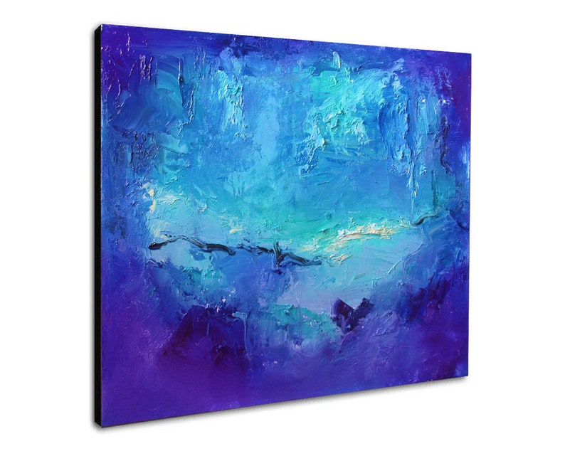 Blue Painting Deep Blue Abstract Landscape Painting Textured Art Handmade Modern Decor Ocean Artwork for Home or Office Decor