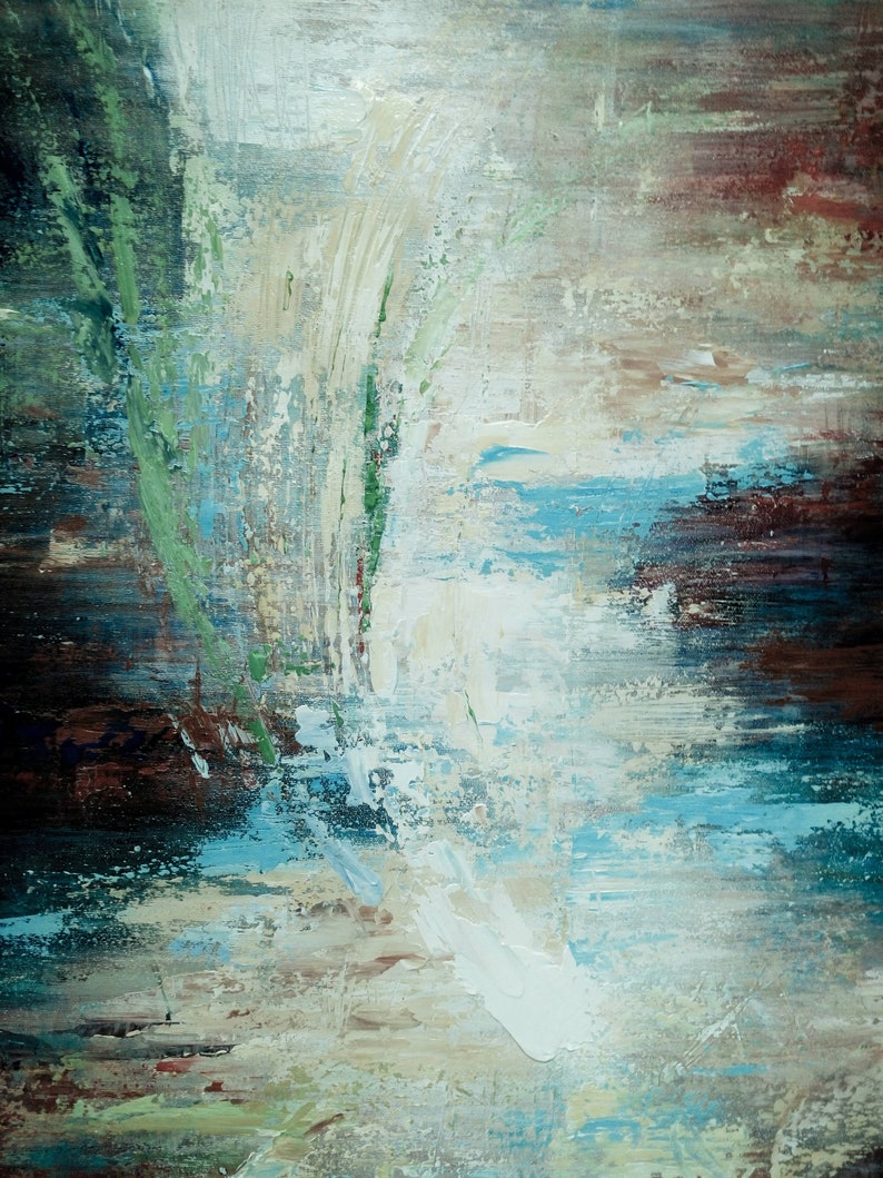 Original Painting Blue Painting Serene Earth Tones Abstract Painting Living Room Decor Oversized Wall Art Office Wall Art Framed Wall Art