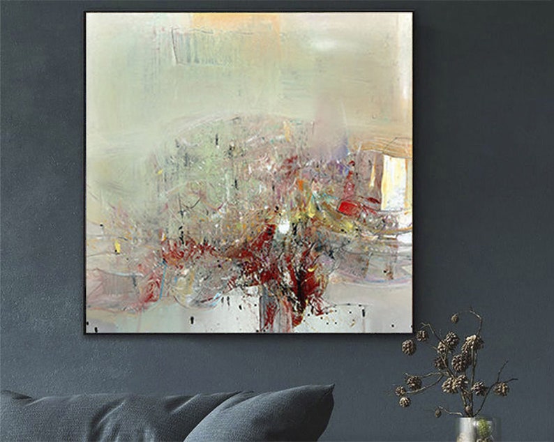 Abstract Painting Large Wall Art Beige Painting Textured Wall Art Modern Wall Art Custom Wall Art Framed Wall Art Bedroom Decor