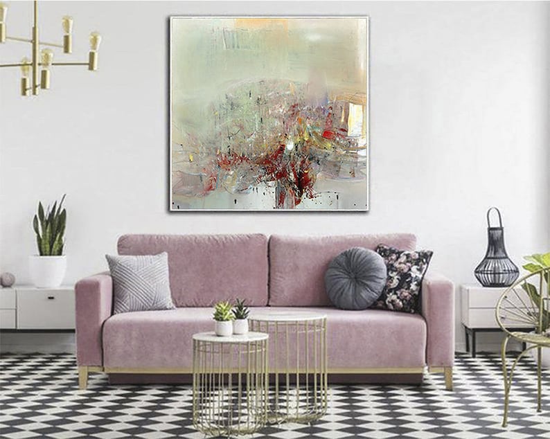 Green Paintings On Canvas Modern Textured Expressionist Painting Hand Painted Artwork For Living Room Wall Decor