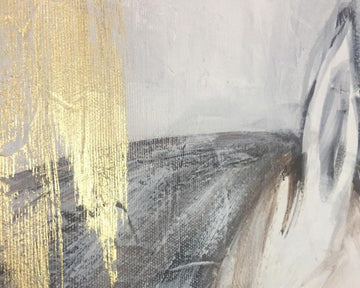 Pferdegemälde, Elegantes Pferdeportrait, Moderne Wandkunst, Goldakzente, Schlafzimmerwandkunst, Originalkunstwerk, Wohnungswandkunst, Wohnzimmer