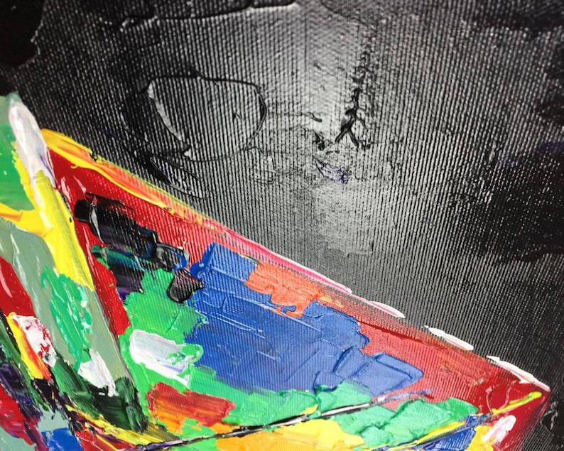 Abstract Rainbow Piano Painting On Canvas Colorful Still Life Painting Creative Acrylic Artwork Hand Painted Piano Wall Art for Living Room