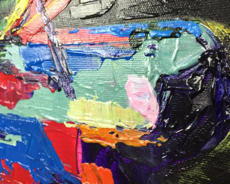 Abstract Rainbow Piano Painting On Canvas Colorful Still Life Painting Creative Acrylic Artwork Hand Painted Piano Wall Art for Living Room