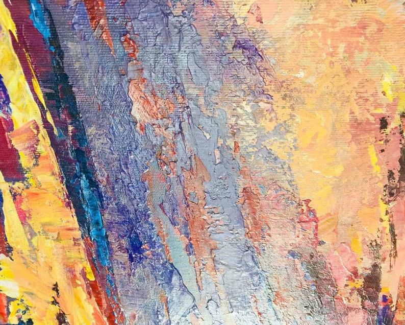 Abstract Sunset Painting Landscape Abstract Textured Wall Art Impressionist Landscape Colorful Natural Beauty Living Room Decor