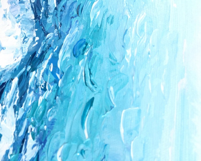 Serene Ocean Abstract Painting - Blue Textured Canvas Art, Handmade Coastal Wall Decor, Modern Sea-Inspired Artwork for Home or Office