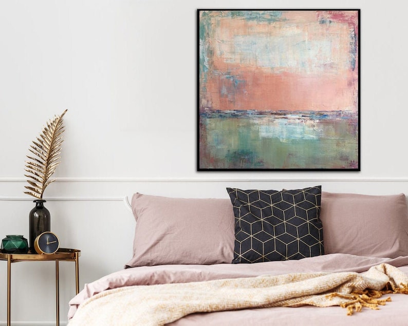 Rosa Abstraktes Kunstwerk Fine Art Original Abstrakte Leinwand Große Leinwand Kunst Moderne Abstrakte Rosa Malerei Kinderzimmer Wanddekoration für Wohnzimmer