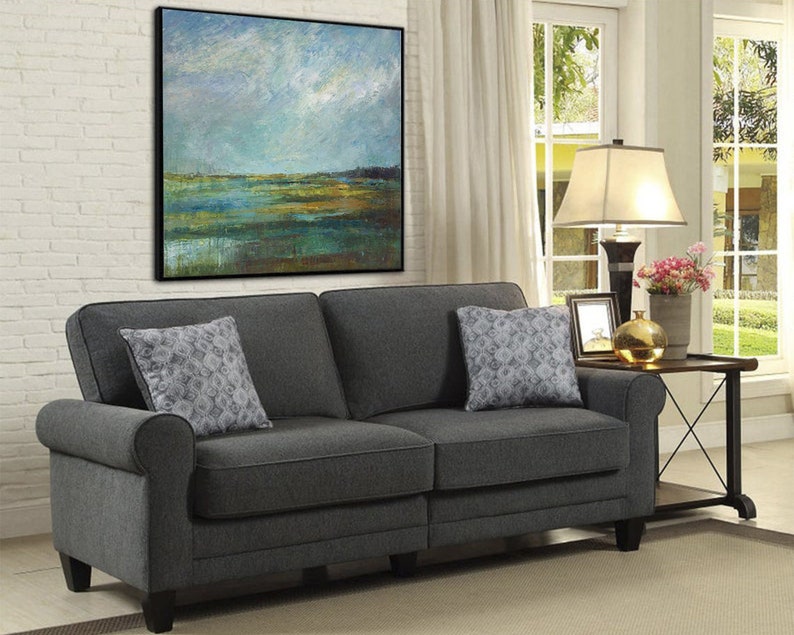 Abstract Nature Landscape Wall Hanging Artwork Original Acrylic Painting Modern Textured Handmade Decor for Bedroom