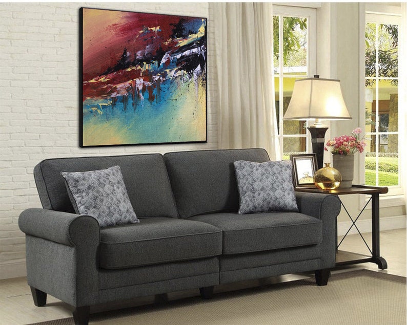 Abstract Painting on Canvas Colorful Wall Art Vibrant Painting Original Oil Artwork Contemporary Wall Art for Aesthetic Room Decor