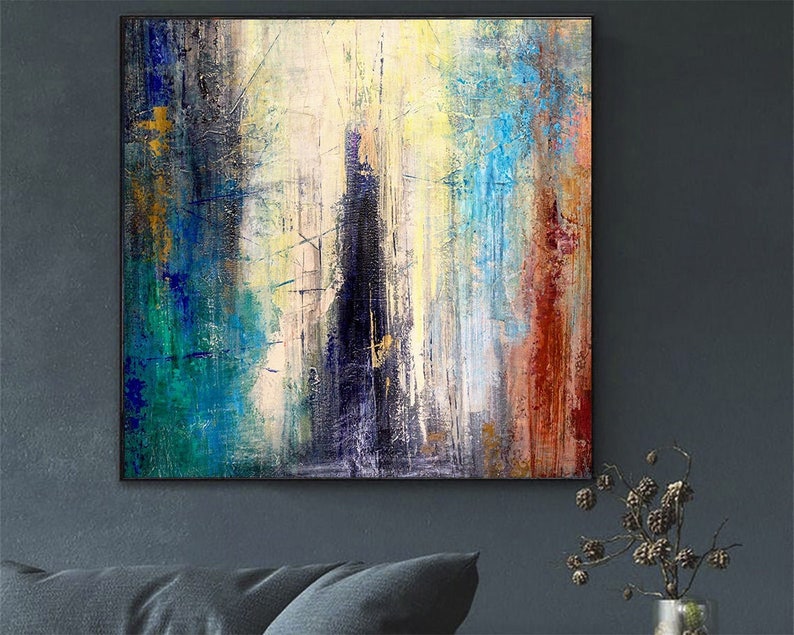 Abstract Painting Modern Wall Art Large Oil Painting Colored Painting Textured Wall Art Gift For Her Bedroom Decor Abstract Office Wall Art