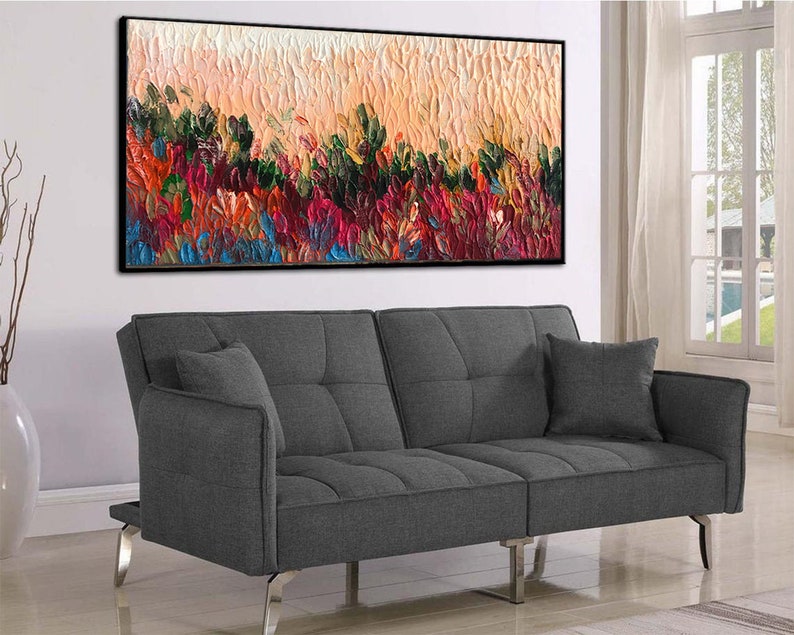 Textured Wall Art Abstract Painting Colorful Palette Knife Art on Canvas Modern Wall Art Living Room Art Office Decor Abstract Landscape