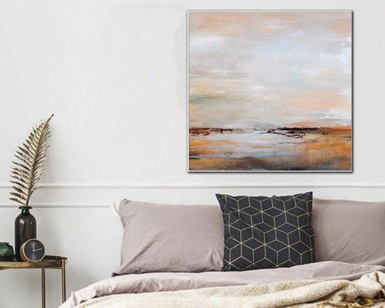 Abstract Wall Art, Large Original Oil Paintings, Hand Painted Landscape Painting Framed Original Abstract Painting On Canvas Office Painting