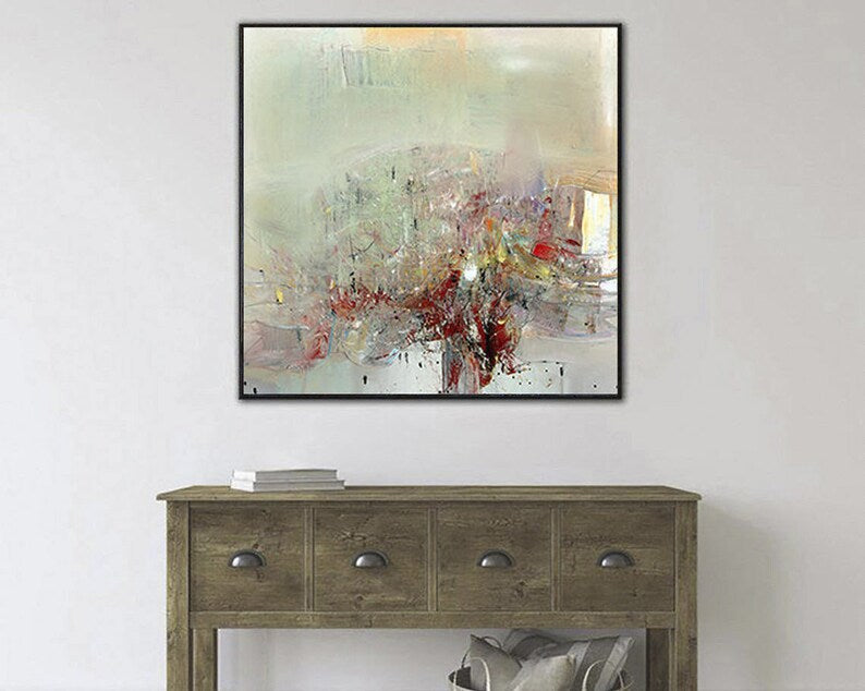 Green Paintings On Canvas Modern Textured Expressionist Painting Hand Painted Artwork For Living Room Wall Decor