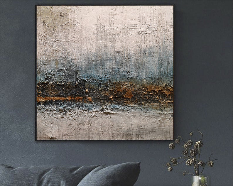 Large Gray Paintings On Canvas Abstract Gray Painting Contemporary Art Textured Painting Modern Art Canvas Living Room Wall Decor Modern