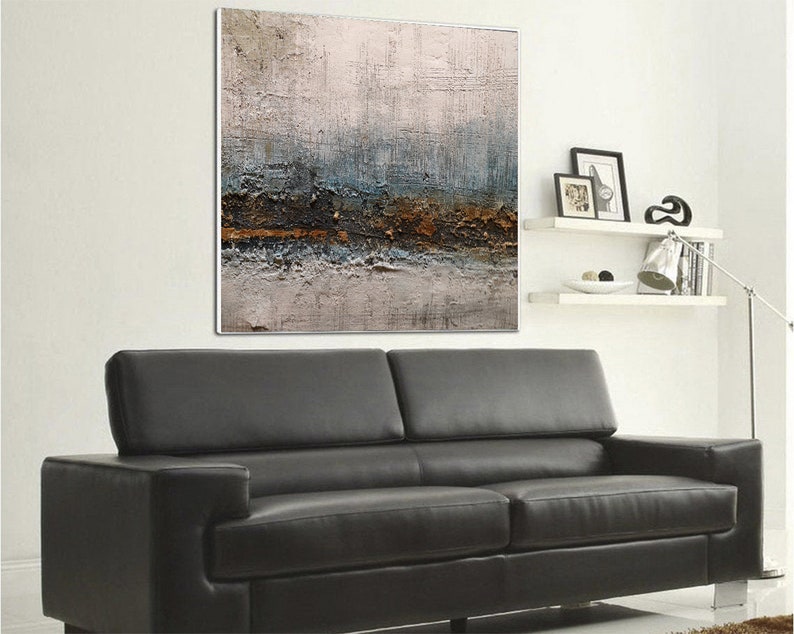 Large Gray Paintings On Canvas Abstract Gray Painting Contemporary Art Textured Painting Modern Art Canvas Living Room Wall Decor Modern