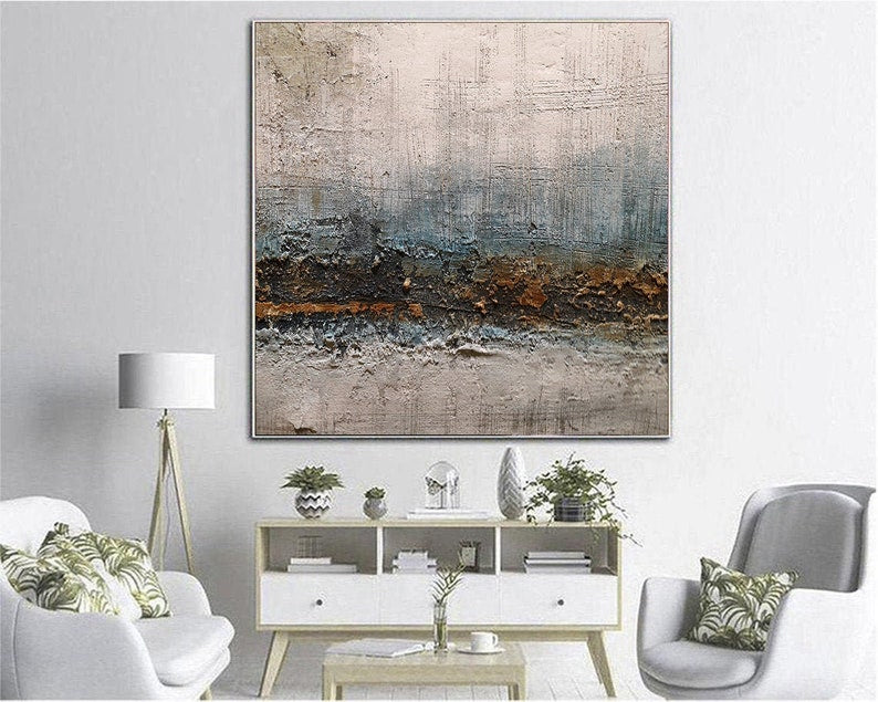 Large Gray Paintings On Canvas Abstract Gray Painting Contemporary Art Textured Painting Modern Art Canvas Living Room Wall Decor Modern