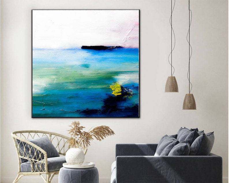 Large Art Landscape Paintings Acrylic Blue And White Oil Paintings On Canvas Unique Painting Expressionism Painting Living Room Art