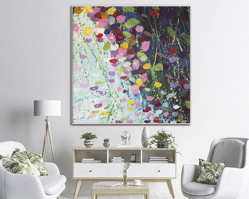 Original Abstract Flowers Colorful Acrylic Abstract Painting Original Large Canvas Art Acrylic Painting On Canvas Home Decor Wall Art Framed