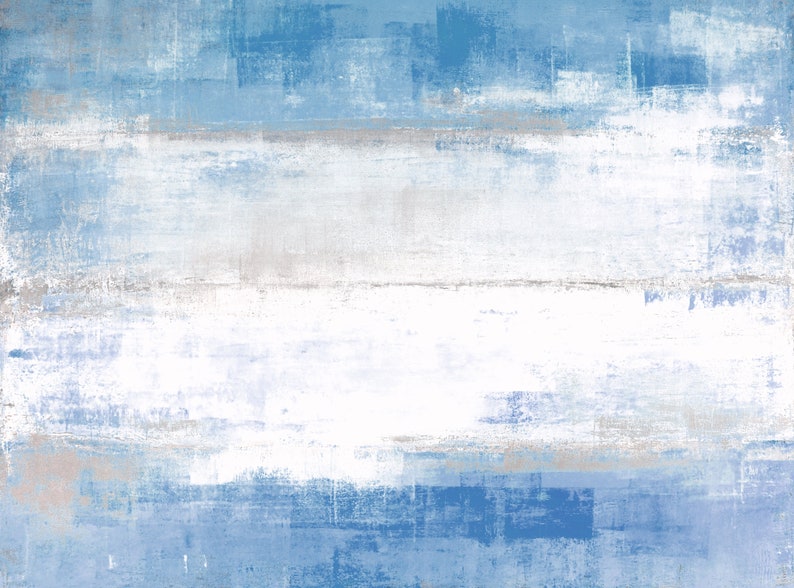 Abstract Light Blue Wall Art Minimalist Canvas Painting Abstract Neutral Sky Artwork Calming Painting Rich Textured Art