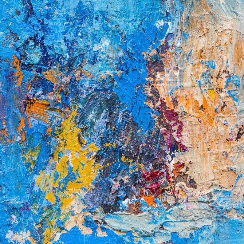 Large Original Abstract Blue Paintings On Canvas, Textured Oil Painting, Acrylic Oil Artwork Wall Hanging Decor for Living Room