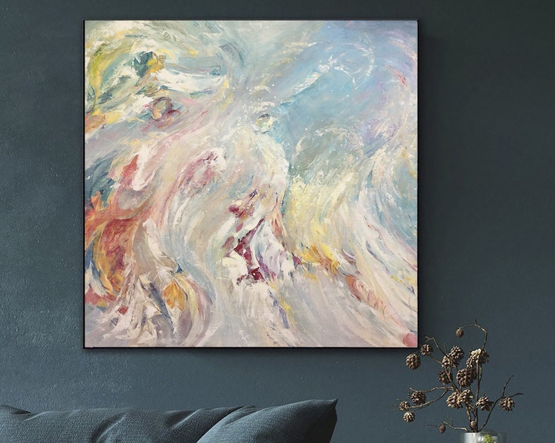 Colorful Abstract Acrylic Painting On Canvas Modern Wall Hanging Artwork Textured Handmade Wall Art for Home Decor